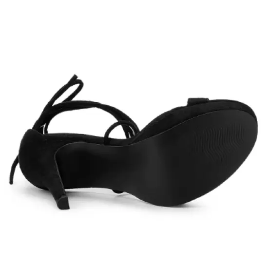 Allegra K Women's Platform Stiletto Heels Lace Up Sandals image {5}