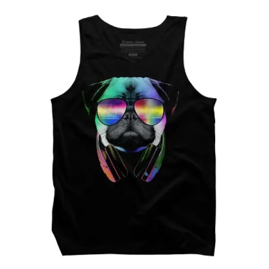 Men's Design By Humans Rainbow Disco Pug By clingcling Tank Top image {4}