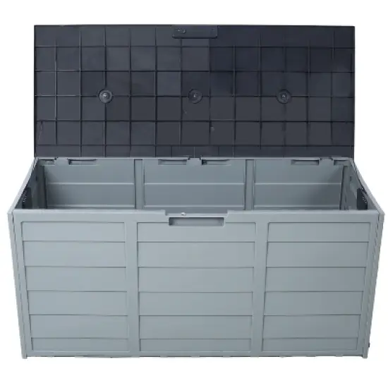 Cesicia All Weather UV Pool Deck Box Storage Shed Bin with Wheel, 75 Gallon Resin Deck Box-Organization and Storage image {3}