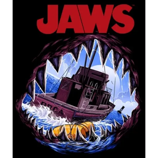 Men's Jaws Shark Teeth Boat T-Shirt image {1}