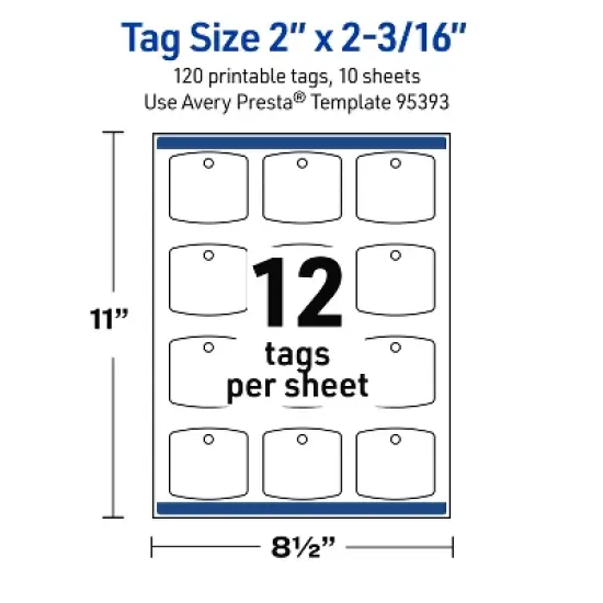 Avery Arched Square Tags, 2" x 2-3/16", Glossy White, 120 Total image {4}