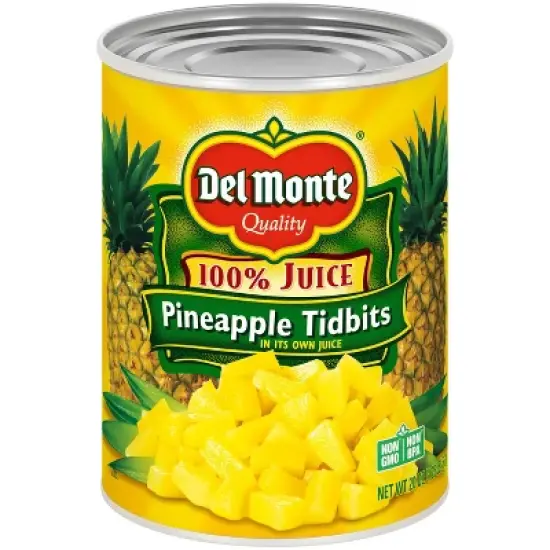 Del Monte Pineapple Tidbits in 100% Juice 20oz image {3}