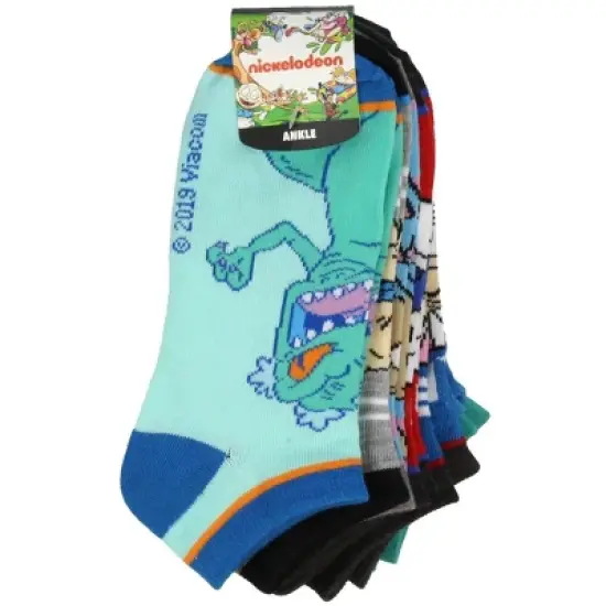 Nickelodeon 90s Rugrats socks  Rockos Modern Life Ren And Stimpy Real Monsters Hey Arnold Reptar 6 pack Ankle Socks Multicoloured image {2}