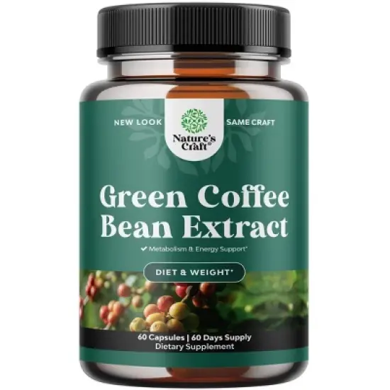 Green Coffee Bean Extract, Weight Loss Pills for Women & Men, Appetite Suppressants with Chlorogenic Acid, Herbal Fat Burner, Nature's Craft image {1}