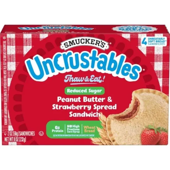 Smucker's Uncrustables Frozen Whole Wheat Peanut Butter & Strawberry Jam Sandwich - 8oz/4ct image {9}