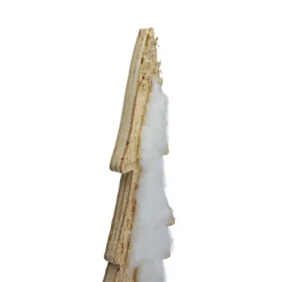 Northlight Snowy Wooden Tree Christmas Decoration - 14.5" - Beige and White image {5}