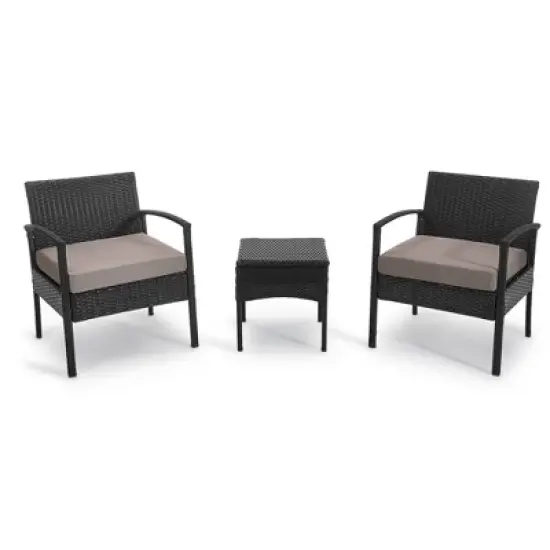 EDYO LIVING 3pc Wicker Outdoor Patio Conversation Furniture Set image {9}