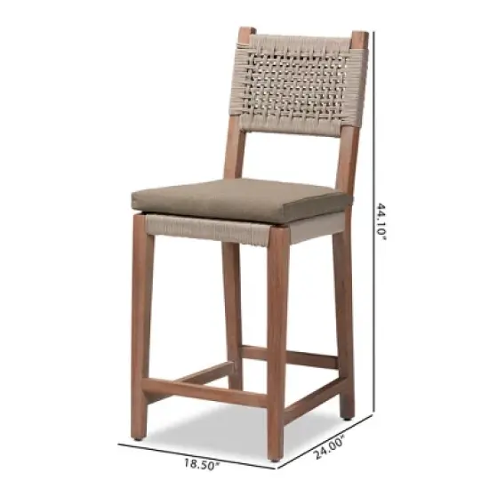 Heyna Woven Rope Mahogany Counter Height Barstool Gray/Natural - bali & pari image {9}