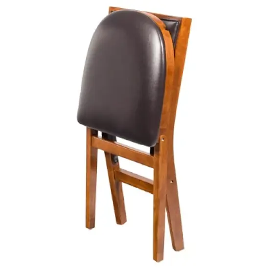Set of 2 Retro Upholstered Back Folding Chair Fruitwood - Stakmore image {1}
