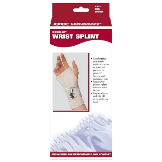 OTC Wrist Splint, Cock-Up Lacing, Canvas, White, Left image {2}