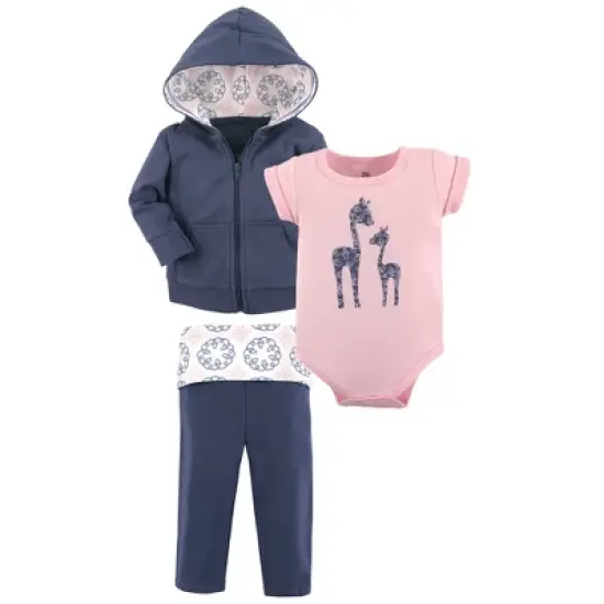 Yoga Sprout Baby and Toddler Girl Cotton Hoodie, Bodysuit or Tee Top, and Pant, Whimsical Giraffe Baby image {2}