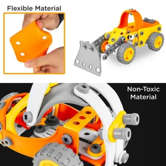 Best Choice Products Kids 147-Piece 5-in-1 Educational STEM Building Toy Kit w/ Car, Helicopter, Boat, Bulldozer, Truck image {3}