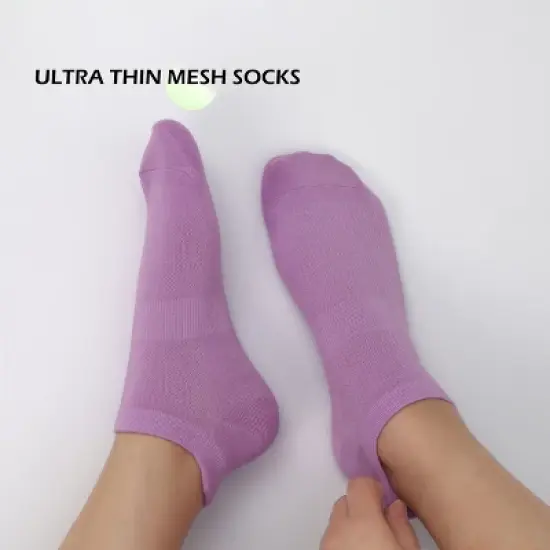 SERISIMPLE Women Ultra Thin Socks Viscose Bamboo Low Cut No Show Anti Odor Arch Support Mesh Socks 5 Pairs image {9}