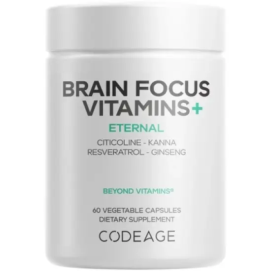 Codeage Brain Focus Vitamins+, Citicoline, Vitamin B12, Ginseng Resveratrol, Gotu Kola, Kanna - 60ct image {15}