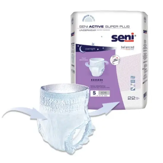 Seni Active Super Plus Disposable Underwear Pull On with Tear Away Seams Small, S-SM22-AP1, Heavy image {1}