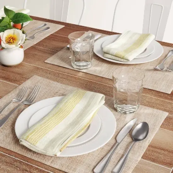 Cotton Woven Textured Placemat Brown - Threshold&trade;: Traditional Tie Dye Design, Jacquard, Machine Washable, 19"x14" image {1}