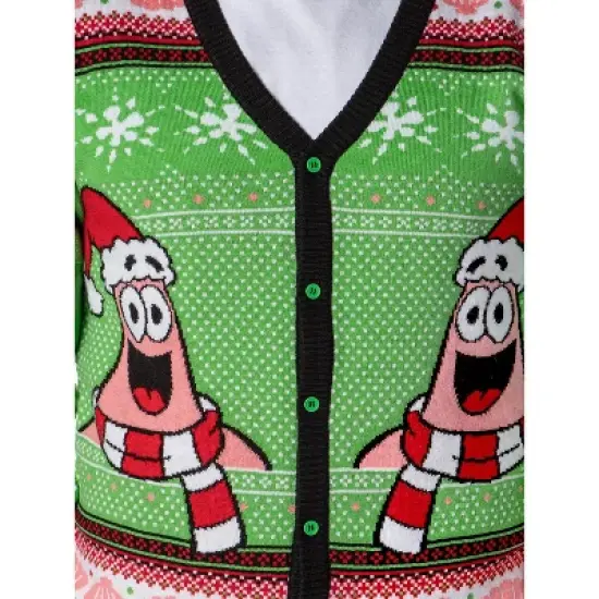 SpongeBob SquarePants Men's Patrick Star Ugly Sweater Button-Up Knit Cardigan image {4}