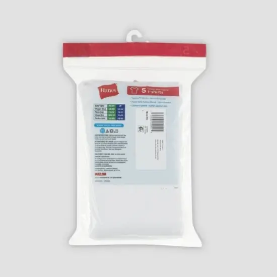 Hanes Toddler Boys' 5pk Crew T-Shirt - White image {2}