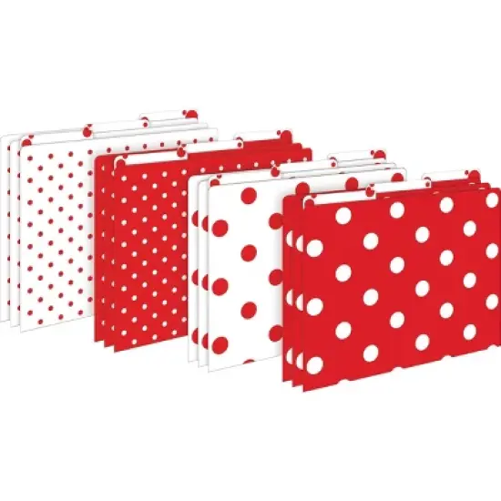Barker Creek Red and White Dot Get Organized File Folders Set Multi-Design 107 per Set: Paper, Top Tab, 50 Sheet Capacity image {1}