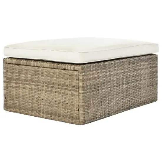 5pc Wicker Patio Seating Set with Cushions - Brown/Beige - GODEER image {9}