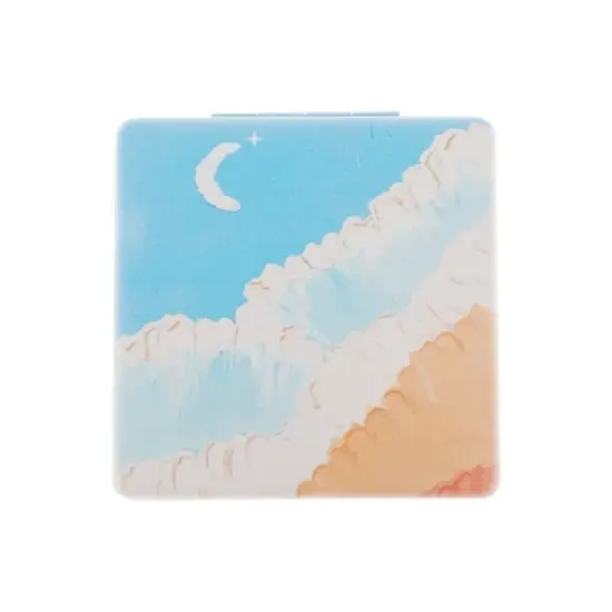 Unique Bargains Square Hand-drawn Makeup Mirror Blue Orange 1 Pc image {3}