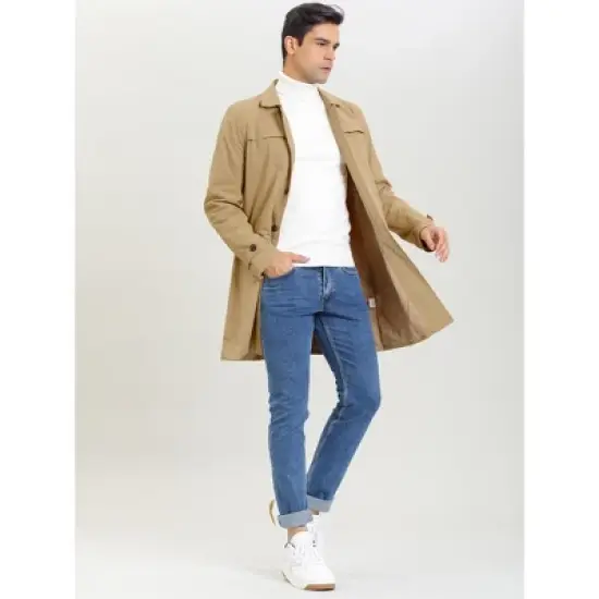 Lars Amadeus Men's Lightweight Single Breasted Slim Fit Jacket Overcoat image {2}