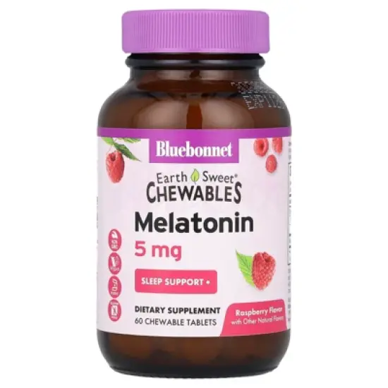 Bluebonnet Nutrition Earth Sweet&reg; Chewables, Melatonin, Raspberry, 5 mg, 60 Chewable Tablets image {4}