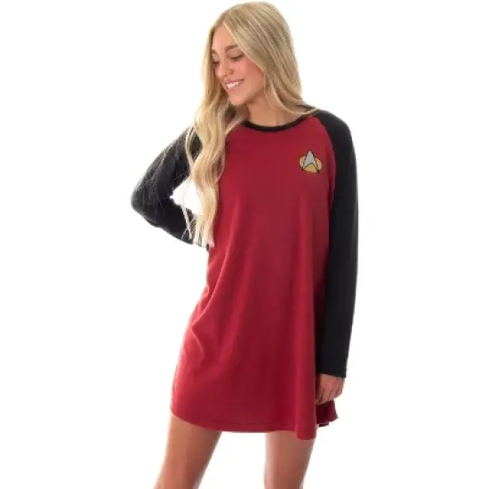 Star Trek Next Generation Women's Juniors Picard Raglan Nightgown Sleep Shirt image {4}