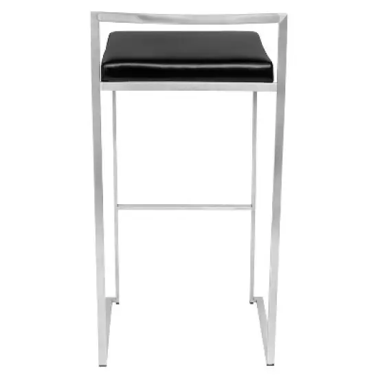 Set of 2 30" Fuji Stacker Barstools Metal/Black - LumiSource image {2}