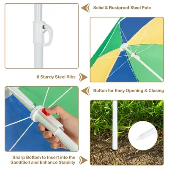 Costway 3-in-1 Kids Picnic Table Wooden Outdoor Sand & Water Table w/Umbrella Play Box es image {9}