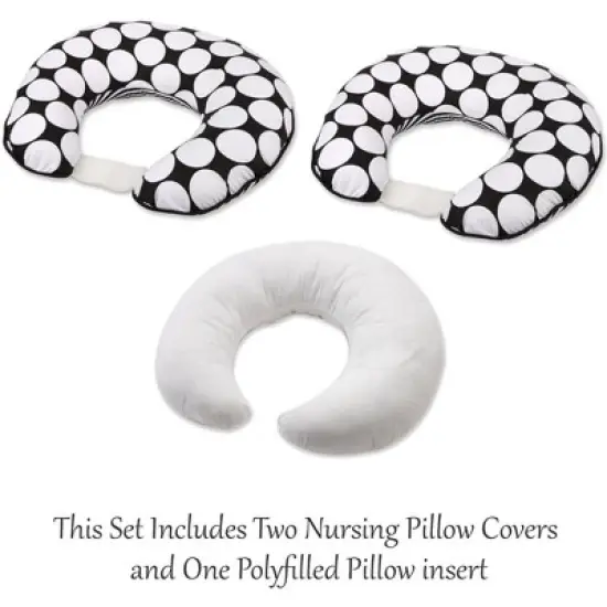 Bacati - 3 pc Dots/Pin Stripes Black/White Hugster Feeding & Infant Support Nursing Pillow image {3}