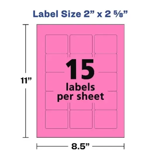 Avery Labels with Sure Feed, Assorted Bright Colors, 2" x 2-5/8", Laser/Inkjet, 150 Labels (4331) image {5}