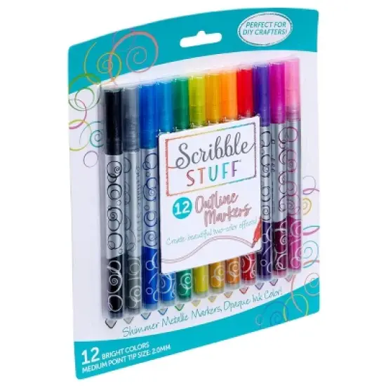 Scribble Stuff 12ct Outliner Markers, Teacher Supplies image {1}