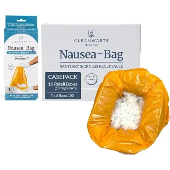 Cleanwaste Medical Nausea Vomit Bag with Microban, Filled with Absorbent Instant Gelling Powder, Neutralize Odors, Leak Resistant image {7}