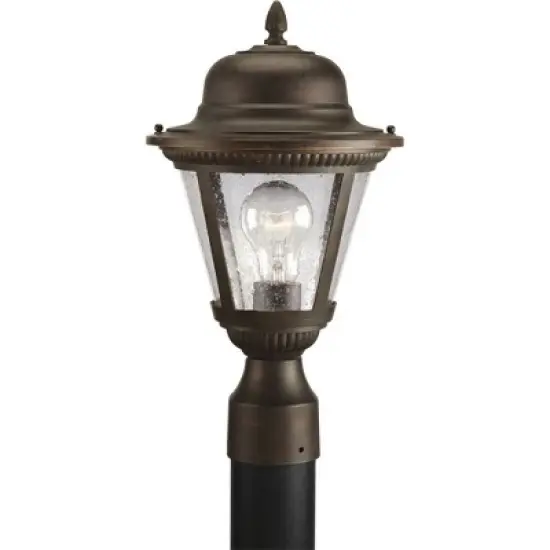 Progress Lighting Westport 1-Light Outdoor Post Lantern, Antique Bronze, Clear Seeded Glass Shade image {2}