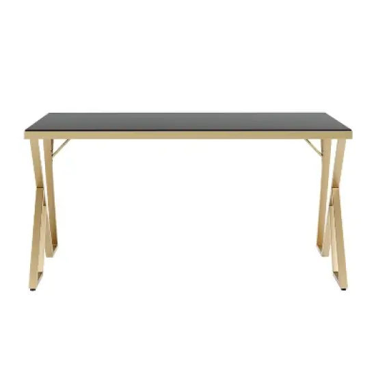 Jalama Glam Glass Top Gold Frame Dining Table - HOMES: Inside + Out image {2}
