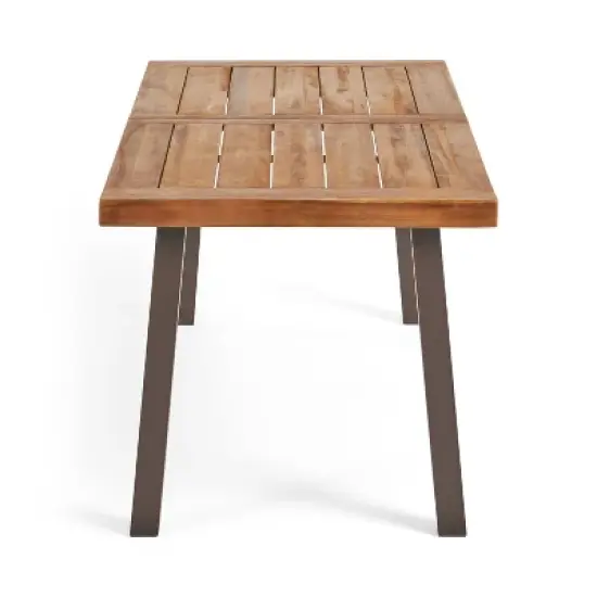 Christopher Knight Home Randy Outdoor Acacia Wood and Wicker 7 Piece Dining Set with Cushions, Teak/Multibrown image {6}