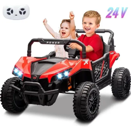 Garvee 24V Ride On UTV for Big Kids, 2 Seater Electric Car with Remote Control, LED Lights, Shock Absorbers, Storage, Ride On Toy for Kids image {12}