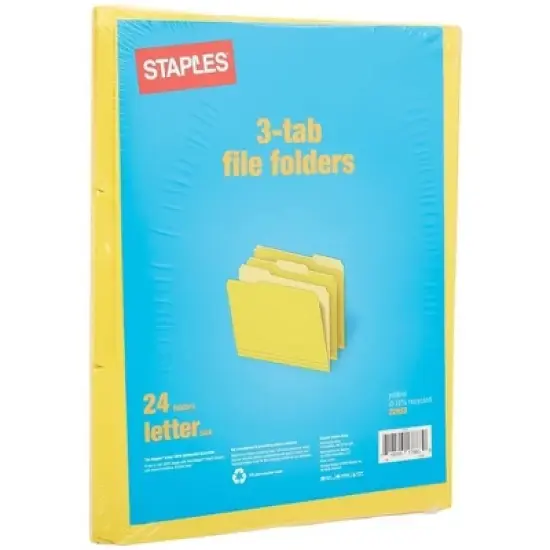 MyOfficeInnovations File Folders 3-Tab Letter Size Yellow 24/Pack (659800) image {2}