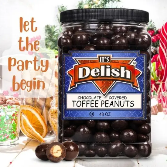 Chocolate Covered Toffee Coated Peanuts by It's Delish, 48  OZ Jumbo Container image {2}