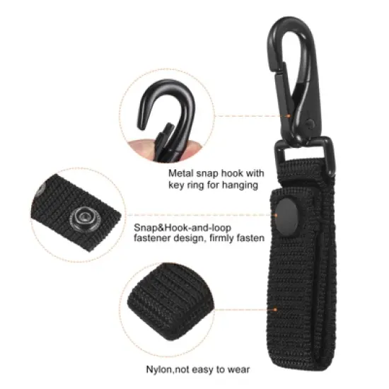 Unique Bargains Belt Keeper Set Nylon Webbing Strap Loop Key Holder with Snaps for Belt Security Fixing Black 5Pcs image {3}