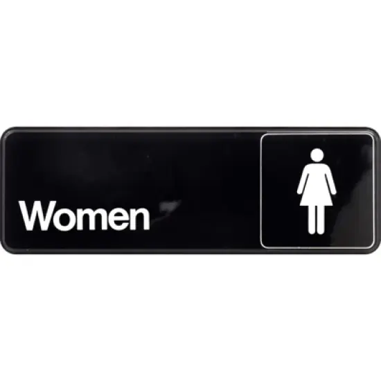 Hillman English Black Women Restroom Sign 3 in. H X 9 in. W - Case of 6 image {1}