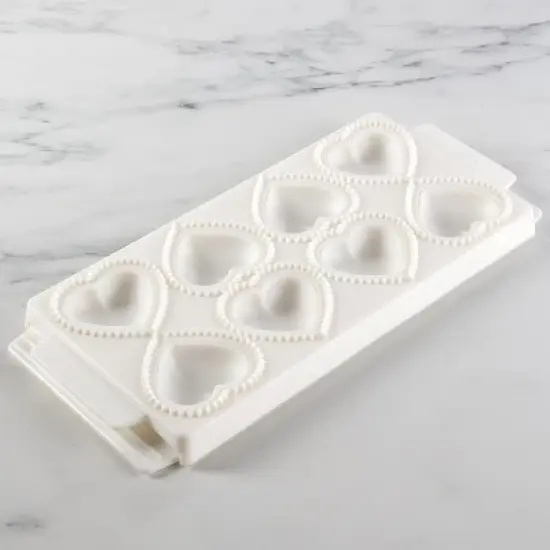 Mini 2" Heart Ravioli Molds - Homemade Filled Pasta Maker- 2 Piece Tray & Press makes 8 Stuffed Raviolis at a Time, Easy to Use & Clean Set image {2}