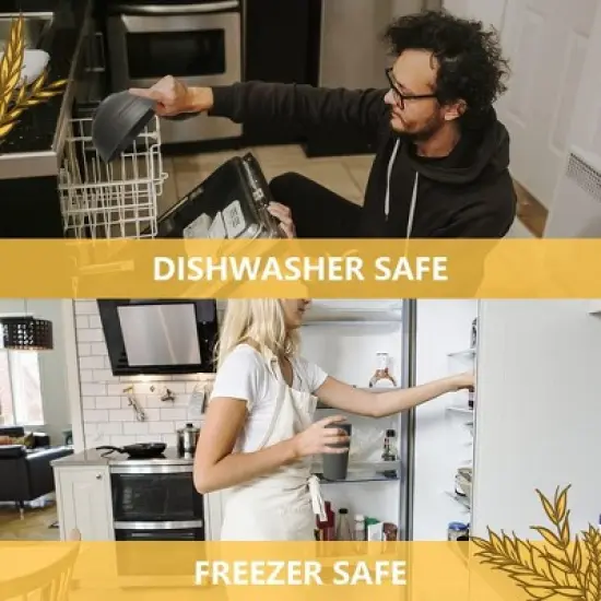 Itopfox 16-Piece Kitchen Plastic Wheat Straw Dinnerware Set for 4, Includes Plates, Bowls, Cups, Unbreakable for Camping, Outdoor, Home, Black image {3}