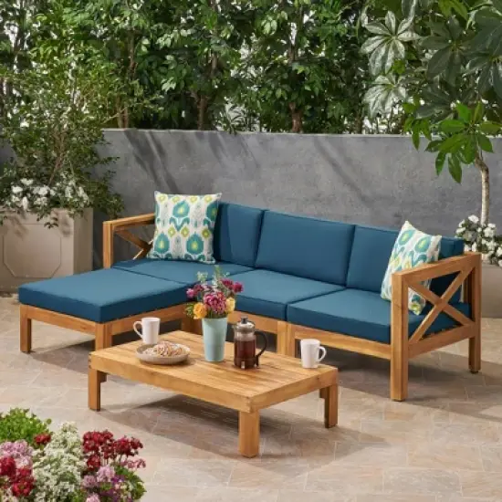 INFURNIC Patio Seating Sets Modern Outdoor Furniture Set Featuring Unique Design,Perfect for Gardens, Living Spaces, Black, 81.5"*53.5"*24" image {5}