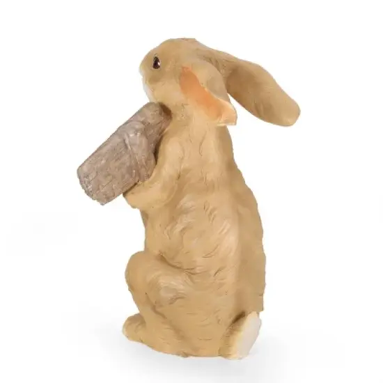 28.25" Concrete Silverbow Outdoor Rabbit Garden Statue - White and Brown - Christopher Knight Home image {2}