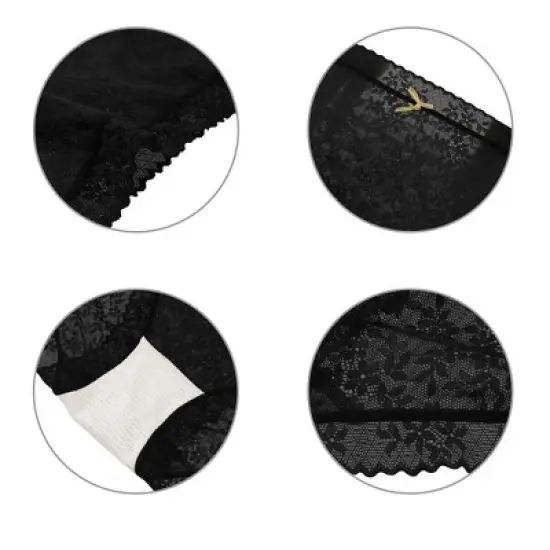 Agnes Orinda Women's Lace Trim High Rise Solid Brief Stretchy Rib Underwear image {3}