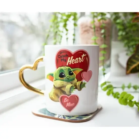 Silver Buffalo Star Wars: The Mandalorian Grogu Heart-Shaped Handle Ceramic Mug | 14 Ounces image {5}