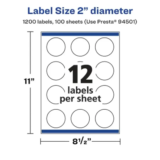 Avery Matte White Removable Round Labels with Sure Feed Technology, Print-to-the-Edge, 2" diameter image {4}
