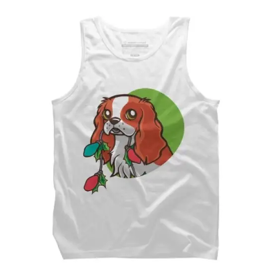 Men's Design By Humans Super Cute Dog Paws Print Christmas Tree T-Shirt By rasok Tank Top image {6}